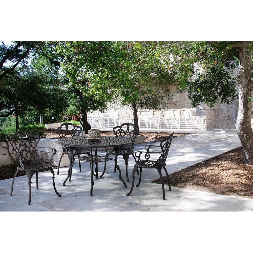 Tavolo da Giardino Rotondo in Alluminio Pressofuso con Decori - REGENCY