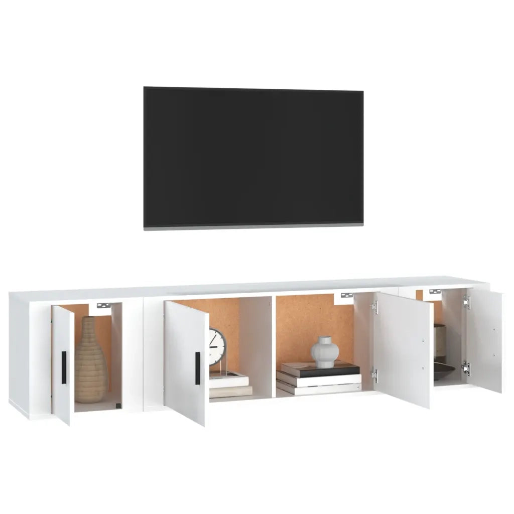 Set Mobili Porta TV 3 pz | Armadietto TV | Mobile Porta TV Bianco in Legno Multistrato