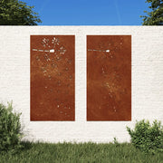 Decorazioni Muro da Giardino 2pz 105x55 cm Fiore Acciaio Cortencod mxl 106676