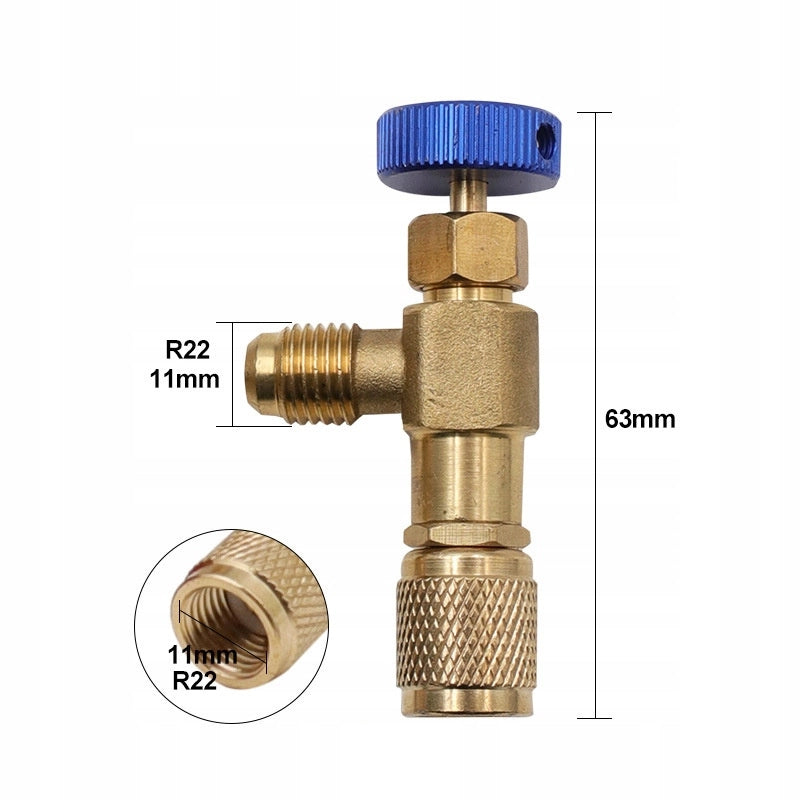 Valvola di Ricarica per Sistemi di Refrigerazione R22 – Alta Qualità, Filettatura 11mm, Colore Blu | Uso Professionale