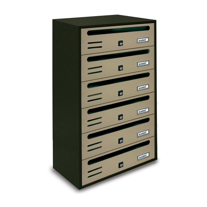 CASSETTA POSTALE ALUBOX CUBO/R 6 38,5X25X63 SABBIA