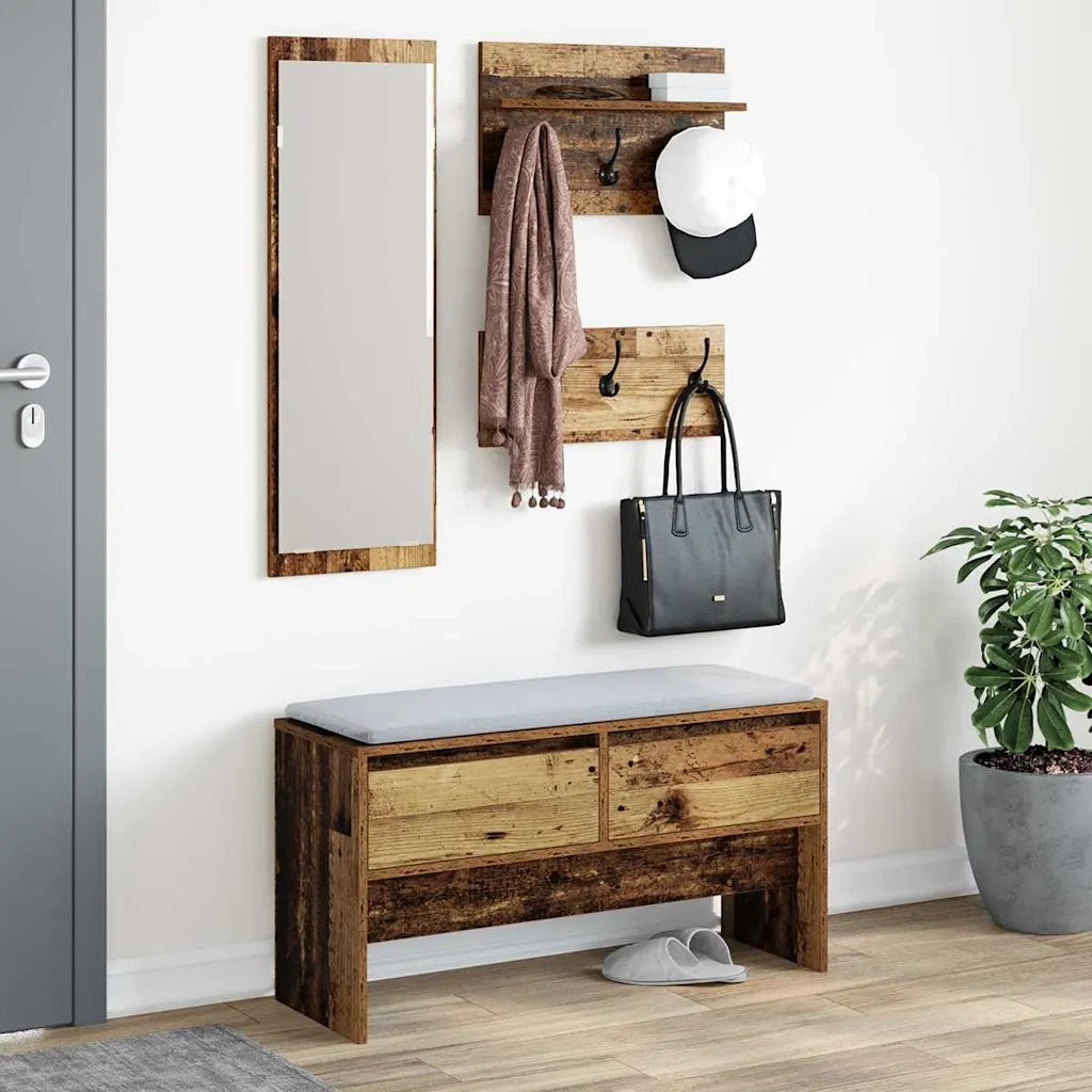 Set mobili da ingresso 4 pcs Legno vecchio Legno multistrato 871527