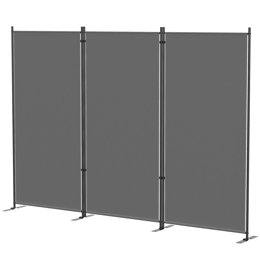 Biombo pieghevole 3 ante ¨C zephmum ¨C grigio scuro metallo 260x180 cm
