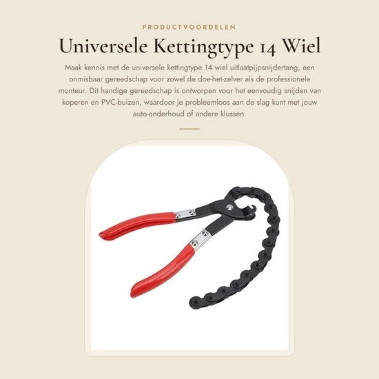 Uitlaatpijpsnijder universale a catena - Riparazione - Taglierina PVC/Coppiere - Bloccataglio - Portata di taglio 0,75-3 pollici - Pijpsnijder