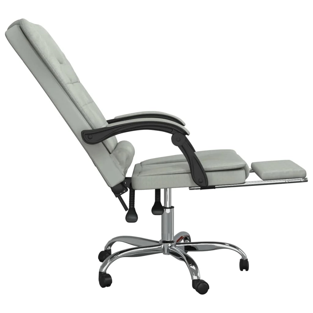 Poltrona massaggiante reclinabile per ufficio sala computer studio velluto grigio chiaro 02_0025387