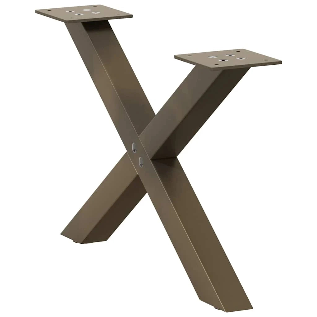 Set di 2 gambe per tavolino a forma di X 60 x 30 cm supporto robusto design moderno acciaio naturale 02_0057158