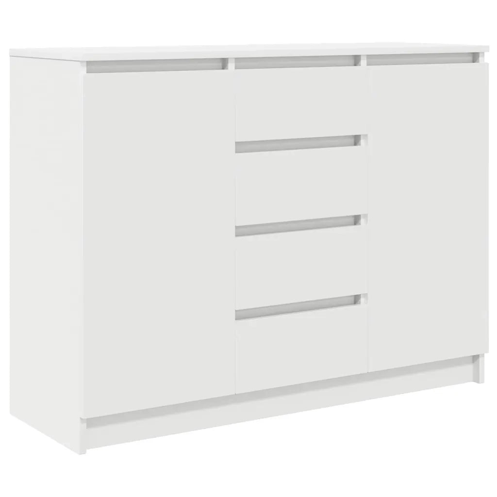 Credenza con Cassetti-Buffet-Armadio da cucina Bianco 100,5x35x76cm in Legno Multistrato