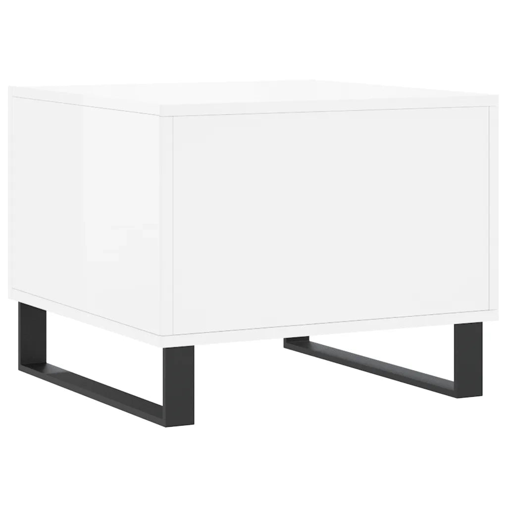 2 pz Tavolini salotto | Tavolino da caff¨¨ | Tavolino da Soggiorno Bianco Lucido 50x50x40cm Legno Multistrato