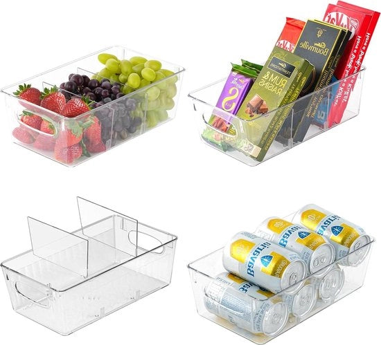 Organizzatore di Archiviazione con Cassetti Rimovibili per Cibi Snack - Set da 4 - BPA-Immune