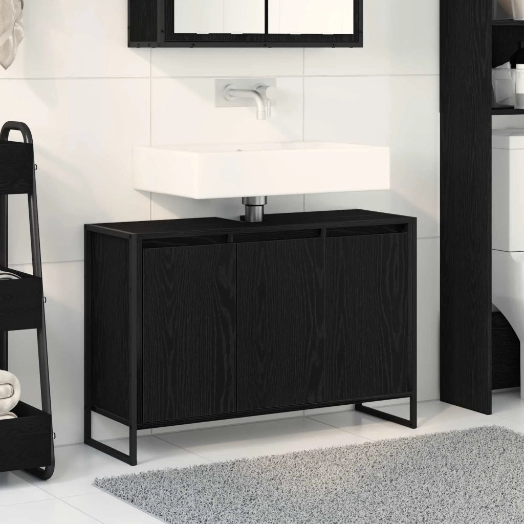Mobile da Bagno Rovere Nero 90 x 30 x 60 cm Legno multistrato