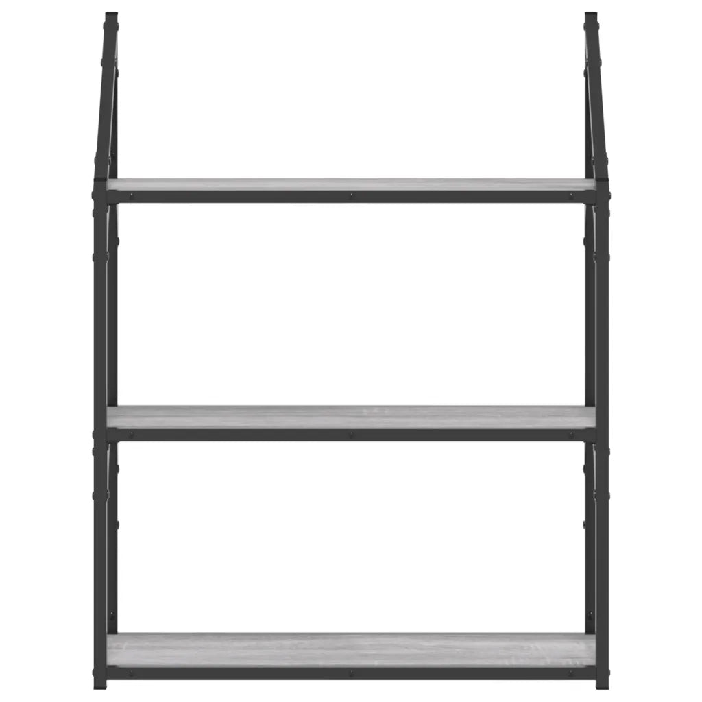 Scaffale Parete 3Ripiani Grigio Sonoma 60x21x78,5cm Multistrato 835452
