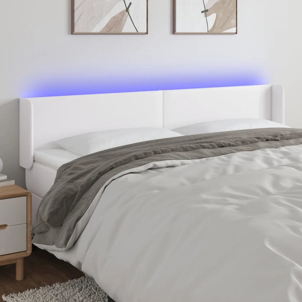 Testiera | Testata a LED Bianca 183x16x78/88 cm in Similpelle