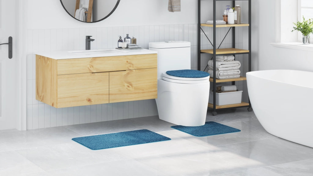 Set di 3 tappetini da bagno vitaXL Blu in Polipropilene Antiscivolo