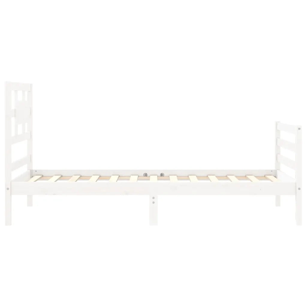 Giroletto con Testiera-Struttura Letto con testiera Bianco Single in Legno Massello 148148