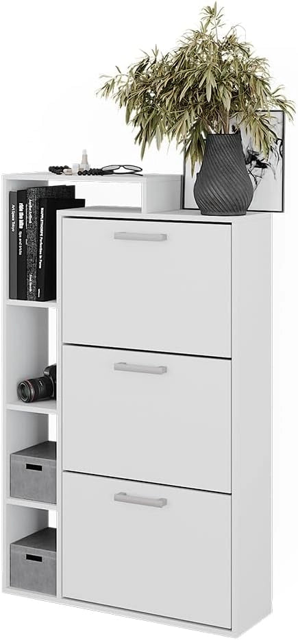 Scarpiera Orlando, Bianco, 80 x 128.3 cm con 3 scomparti