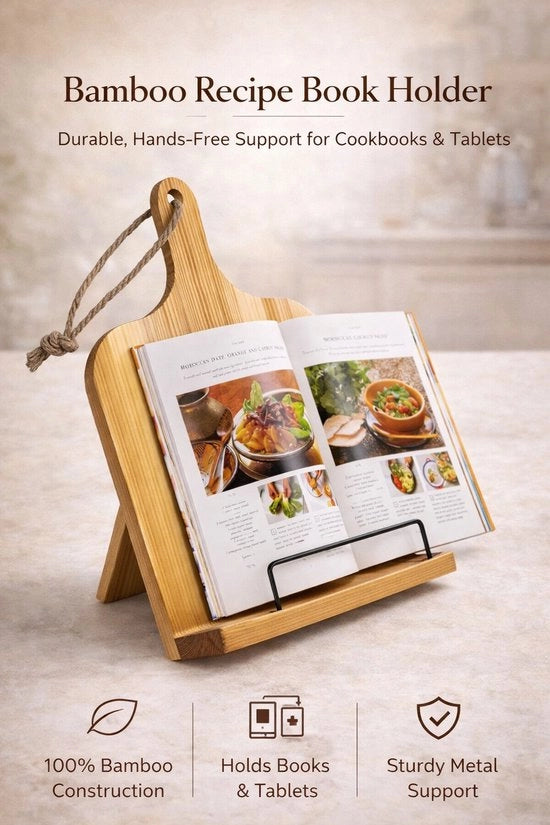 Registrazione di Ricette, supporto per libri di cucina in legno, display per libri di cucina regolabile – marrone
