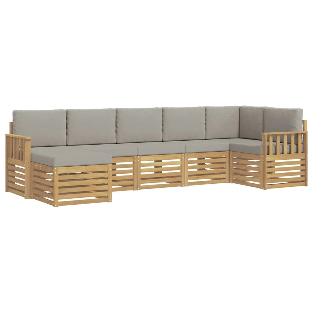 Set di divani da esterno 6 pcs Bianco e Grigio Chiaro