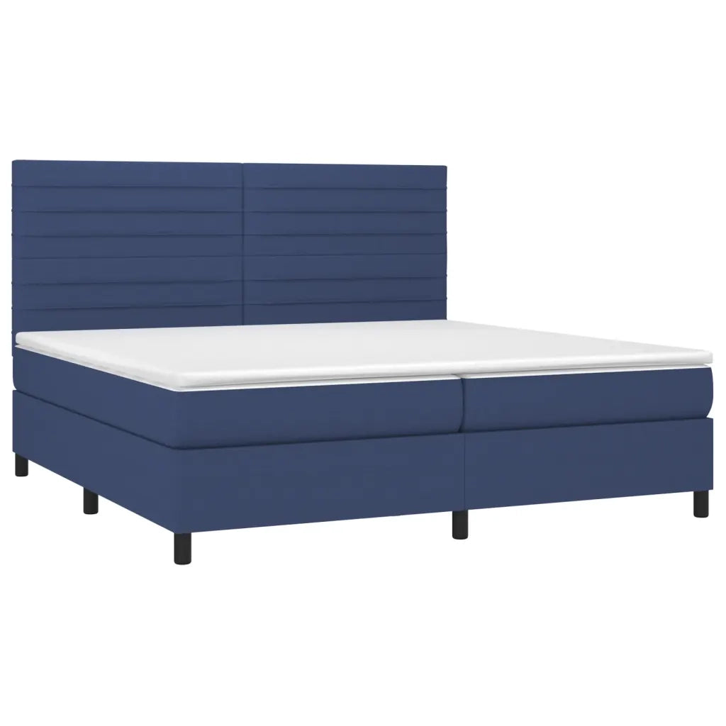 Letto a Molle Materasso e LED Blu 200x200cm in Tessuto 3134987