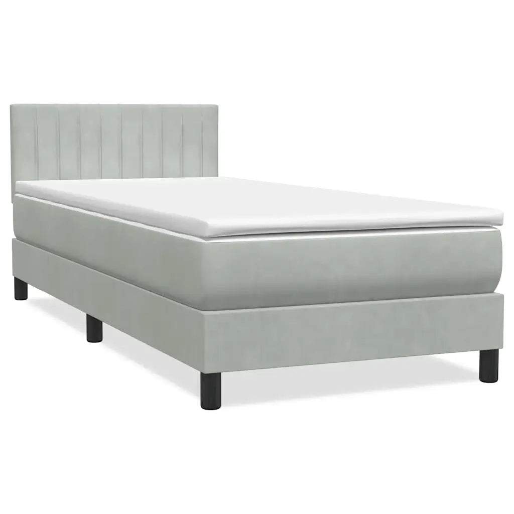 vidaXL Giroletto a Molle con Materasso Grigio Chiaro 80x210 cm Velluto