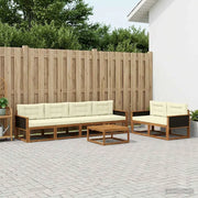 Set di divani da esterno con cuscino 7 pcs Naturale e Crema