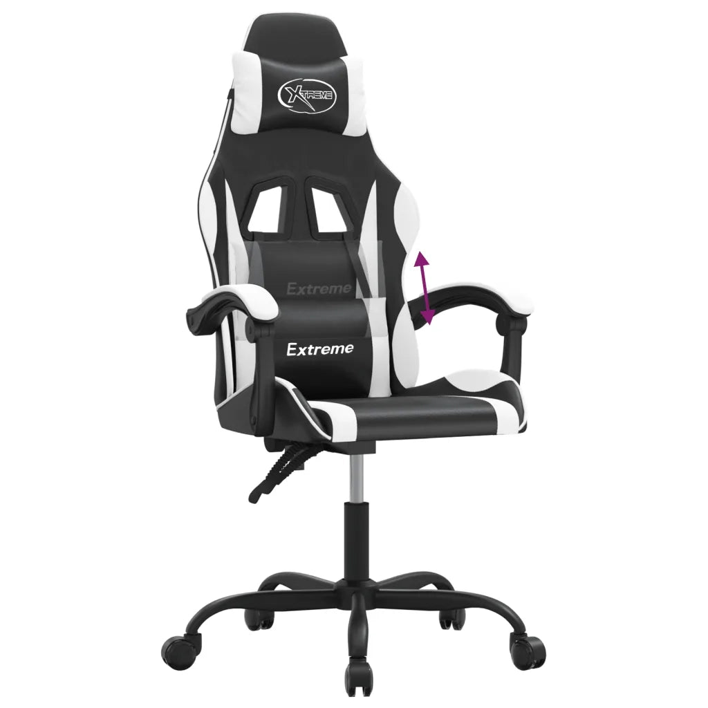 vidaXL Sedia da Gaming Nero e Bianco in Similpelle