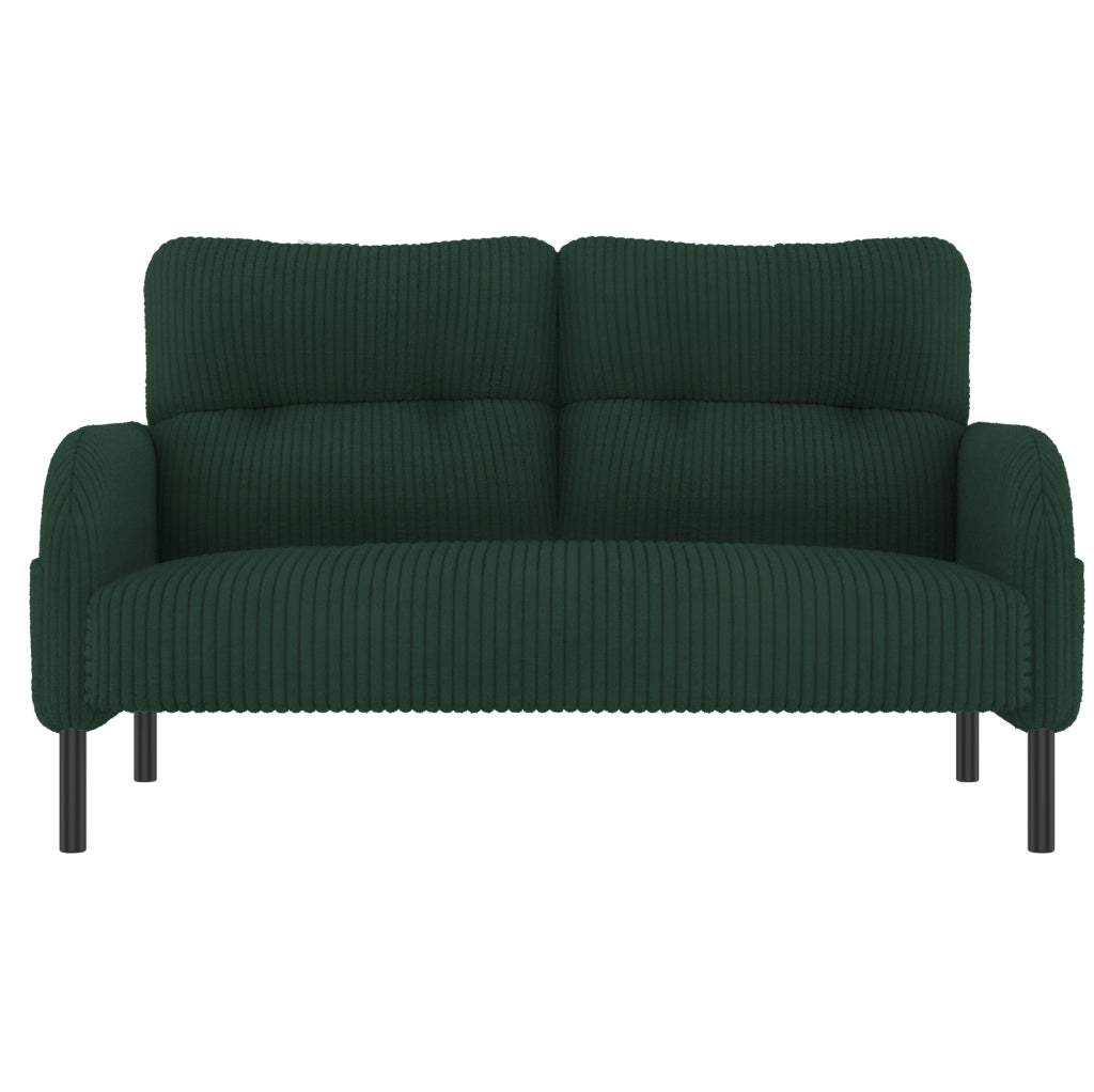 Divano 2 posti 120x75x79 cm con tasca laterale e schienale ergonomico in corduroy verde smeraldo