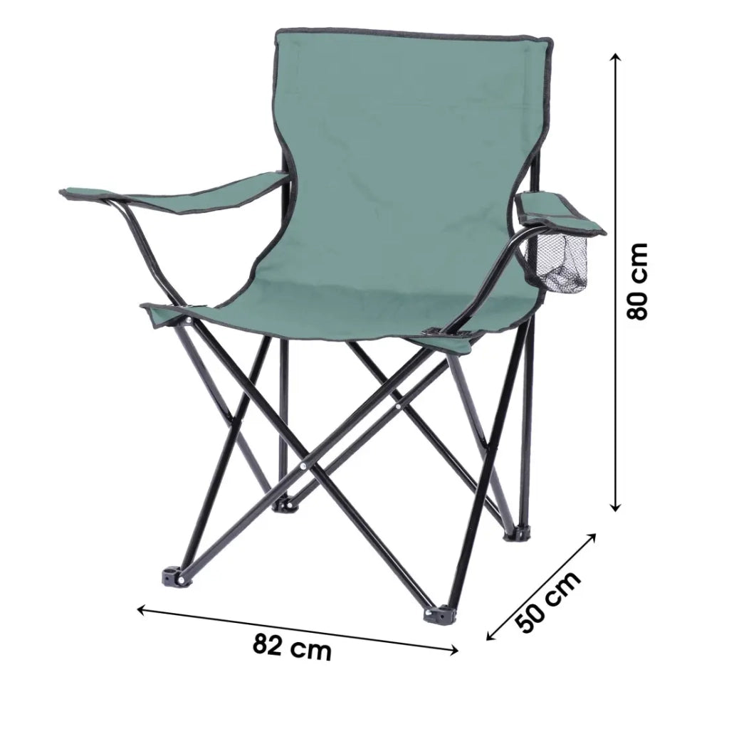 Sedia pieghevole da campeggio in tessuto verde 82x50x80cm