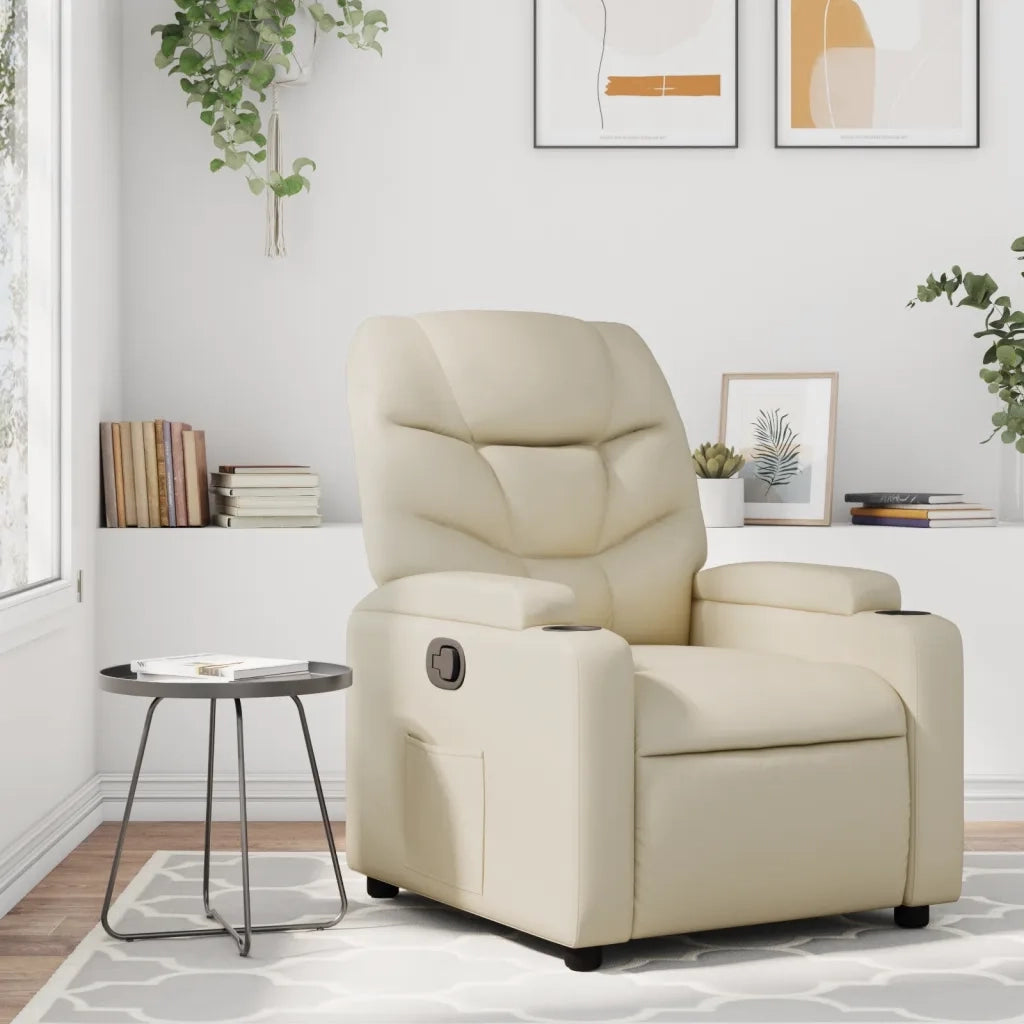 Divano Sedia-Poltrona Reclinabile Crema in Similpelle 616026