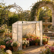 Serra da giardino ULEVR 200x77x169 cm con copertura in PE e ripiani, bianca