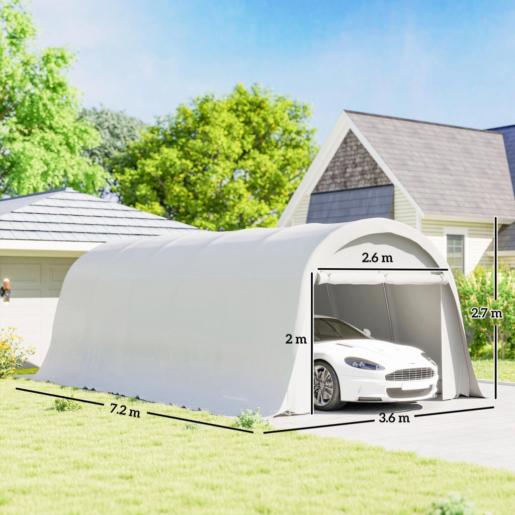 Tenda Garage per Auto Esterno ¨C Minimal ¨C 3.6x7.2 m Crema