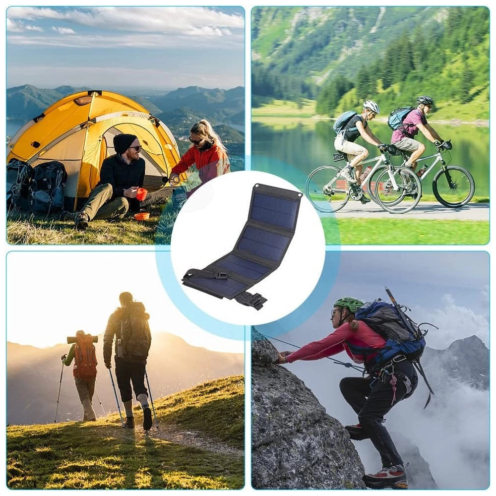 Trade Shop - Pannello Solare Pieghevole 20w Caricabatterie Telefono Campeggio Trekking Usb 5v -