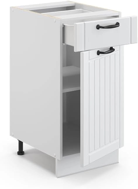Mobile lavello cucina Fame-Line, Bianco casa di campagna, 80 cm con ripiano, PL Antracite, per la combinazione con altri moduli della serie Fame-Line
