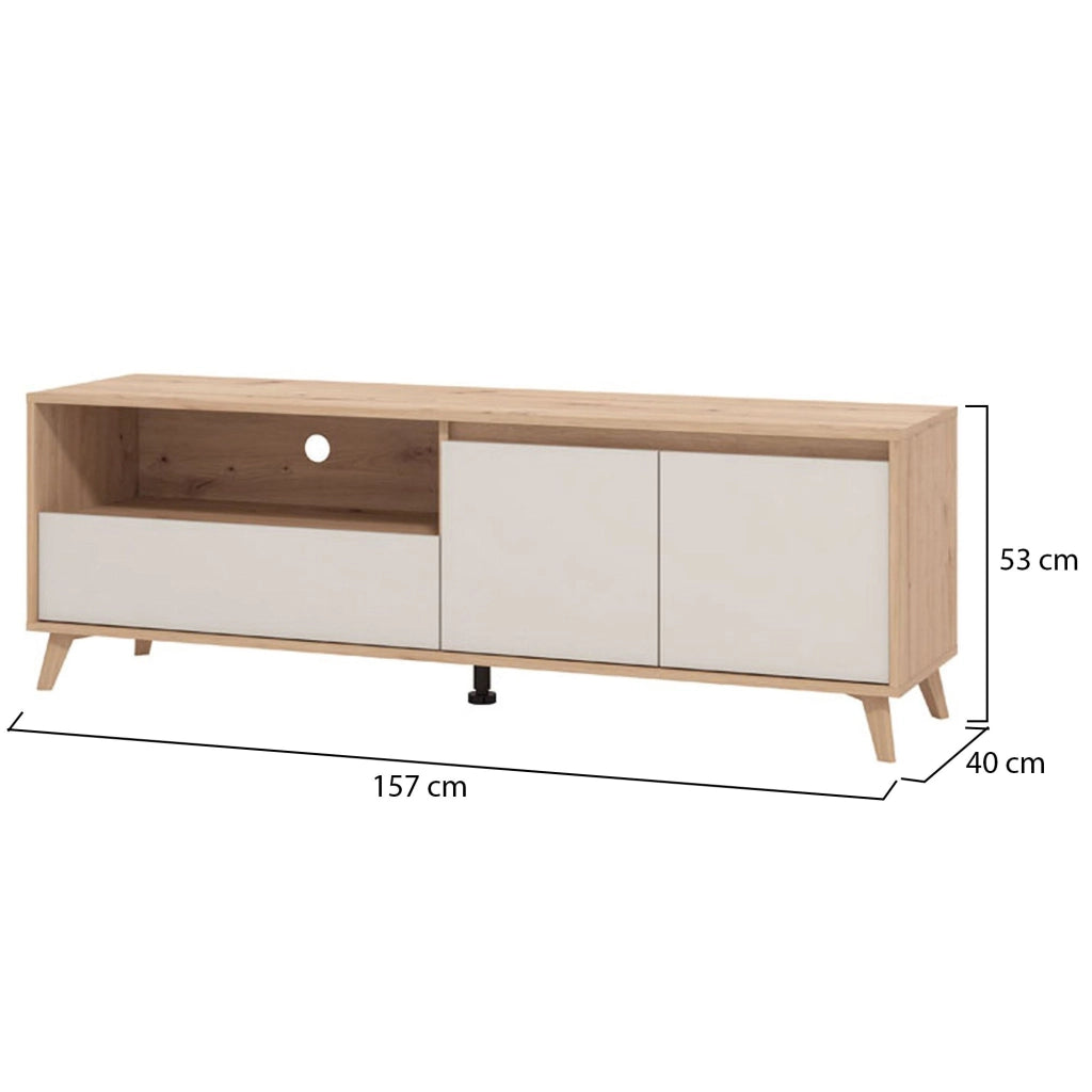 Scala, Mobile Porta tv un Cassetto, 157x40x52.5h cm Beige