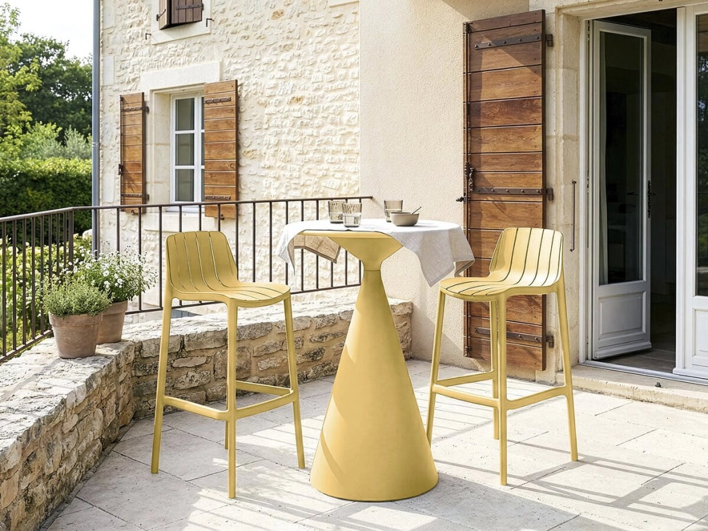 Tavolo e seggioloni bistrot impilabili "Vaena" - 2 posti - Giallo