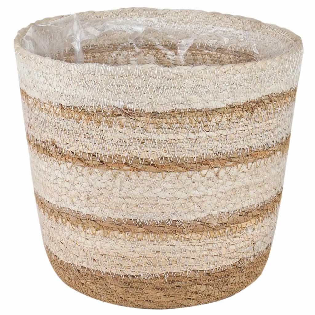 Cesti per piante in erba marina 3 pcs Naturale, Bianco e Beige 42012252