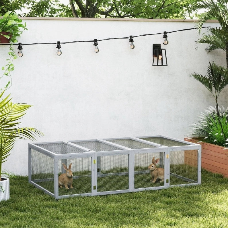 Recinto per piccoli animali in legno grigio 181 x 100 x 48 cm
