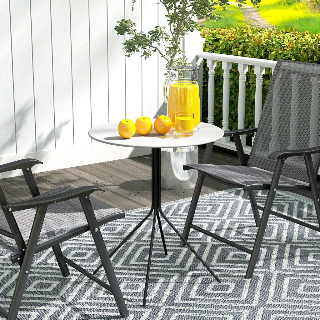 Tavolo da giardino rotondo ¨C zephmum ¨C 60 cm, telaio in acciaio, grigio scuro