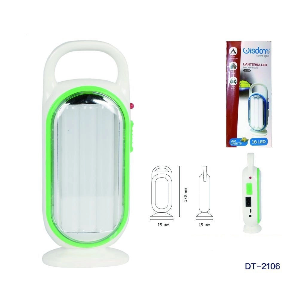 Trade Shop - Lanterna Led Da Campeggio Per Auto Casa 18 Led Cree T6 Lampada Portatile Dt-2106 -