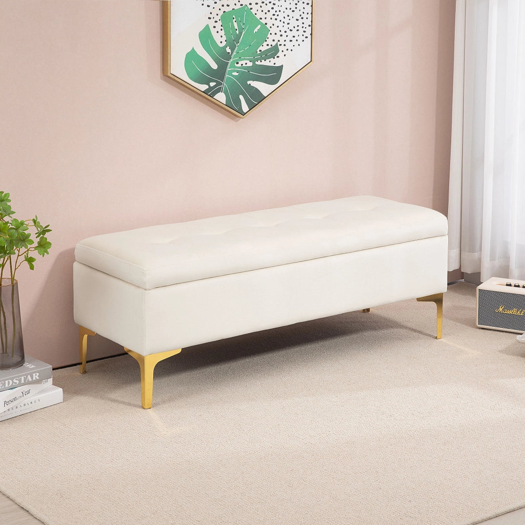 Divanetto con cassetti ¨C Zephmum ¨C Beige 120x44x44,5cm
