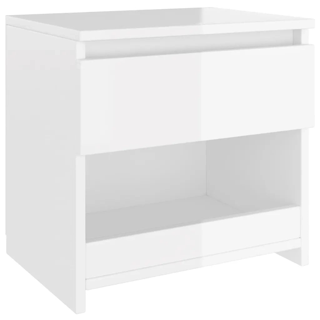 Comodini 2 pz-Set di 2 Tavolino da notte Bianco Lucido 40x30x39 cm in Legno Multistrato