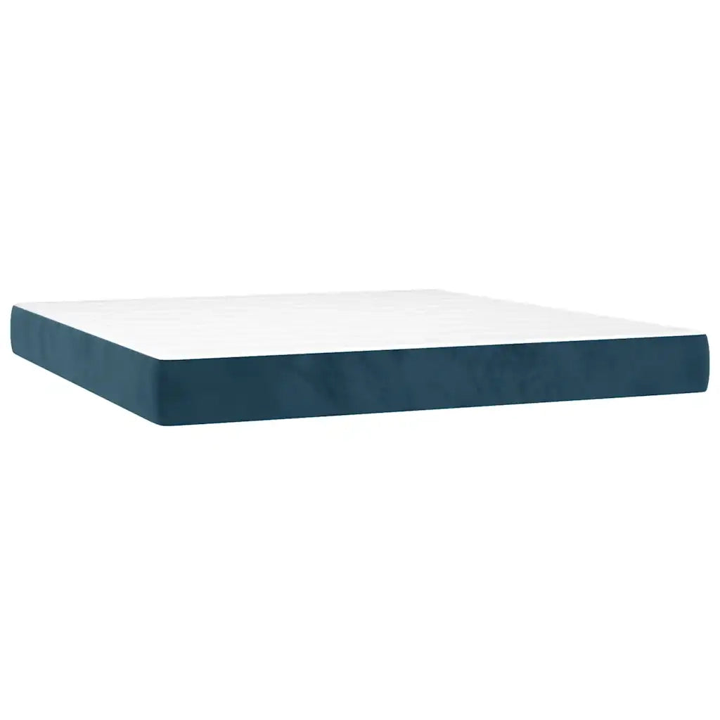 Giroletto a Molle con Materasso Blu Scuro 180x200 cm in Velluto