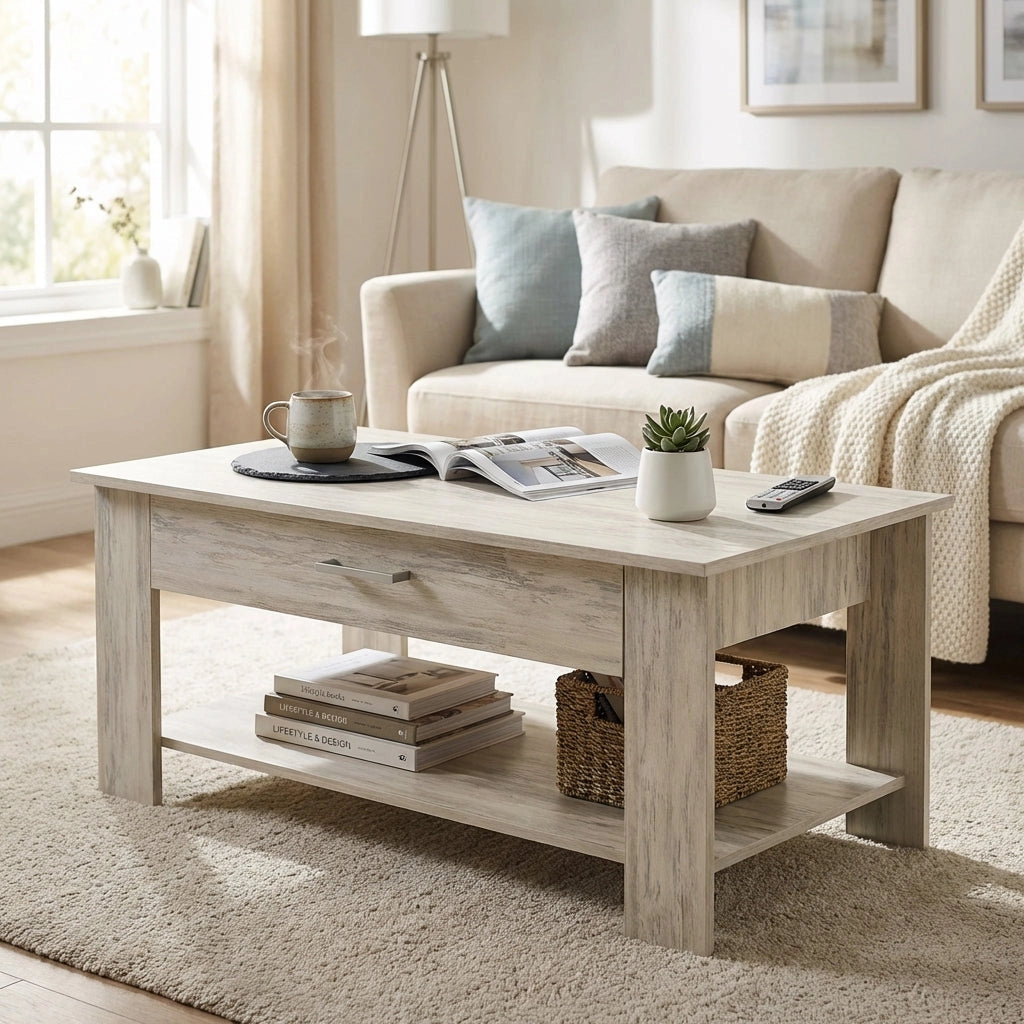 Tavolino da Salotto Moderno in Legno Composito FSC cm 110x46 50 - JONNY
