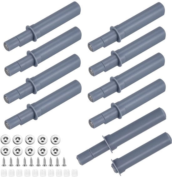 Sistema di apertura a spinta per ante 10 pezzi - Dampened - Sistema di chiusura - Blocco magnetico - Materiale ABS resistente al tempo - Adatto per mobili - Sistema di ante
