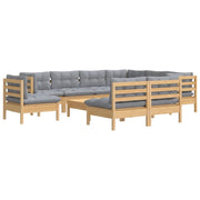 Set di mobili da giardino per esterni 10 pezzi con cuscini grigio legno di pino massiccio 02_0015034