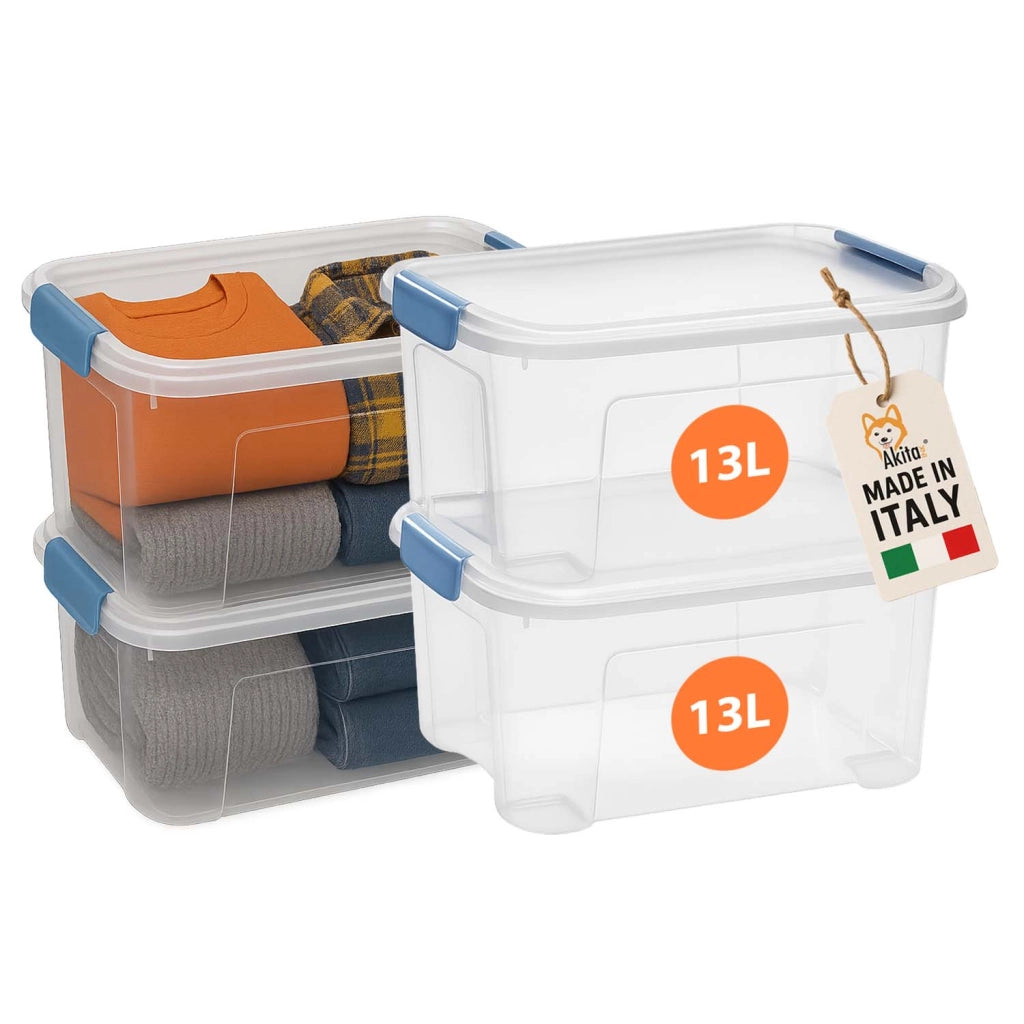 Akitaink Set 4 Contenitori Plastica Trasparenti con Clip