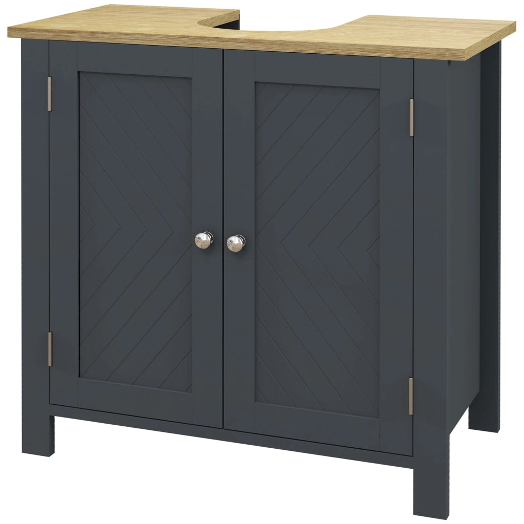 Mobile Sottolavabo a 2 Ante con Ripiano Regolabile ¨C zephmum ¨C Truciolato MDF Grigio 60x30x60 cm