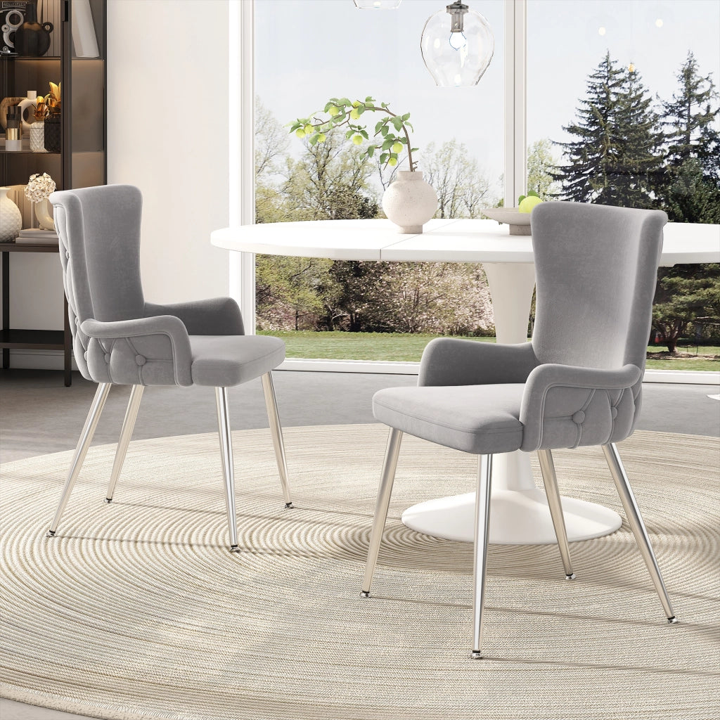 SEDIA in velluto grigio e argento Set da 6 pezzi