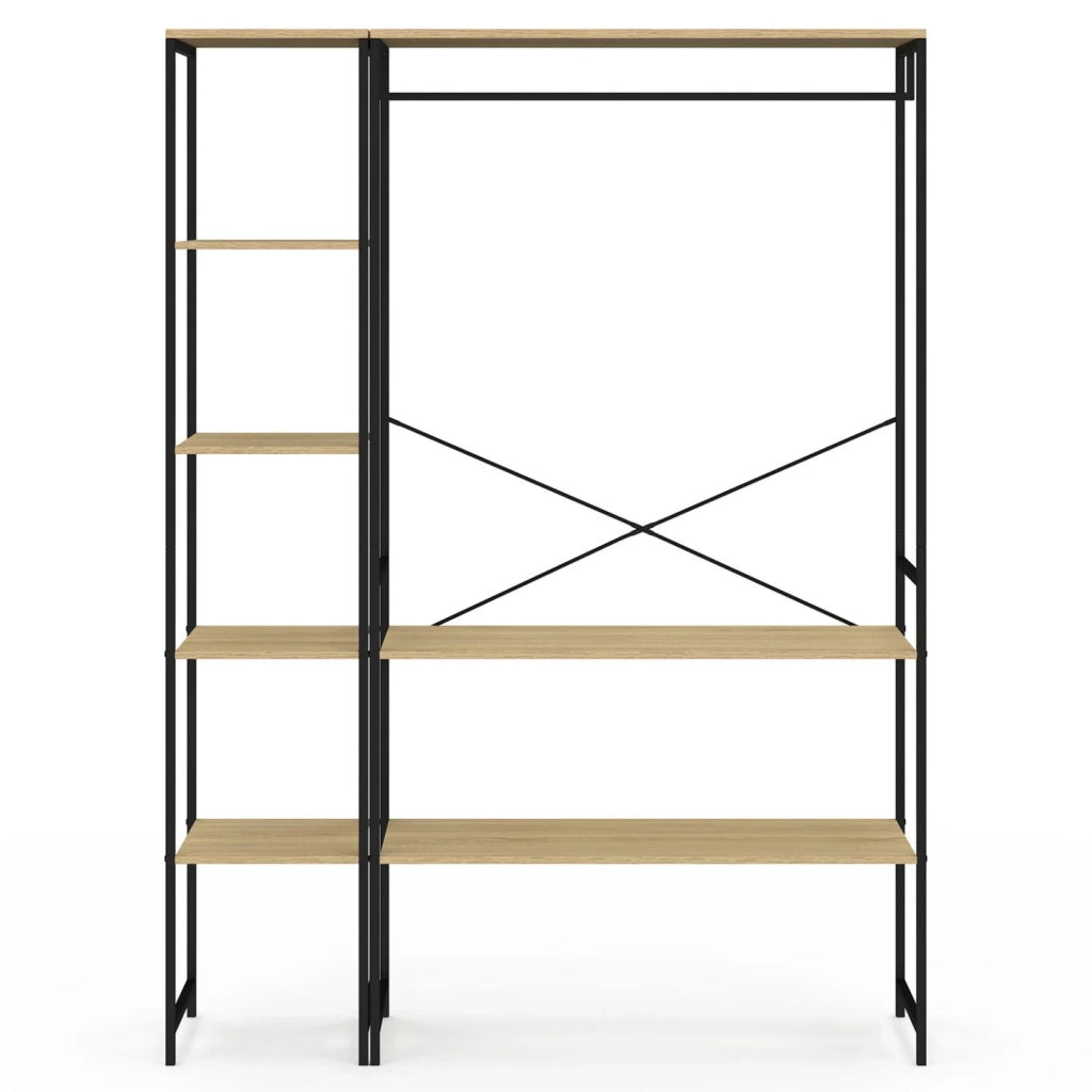 IDMarket - Armadio angolare modulare con doppio spazio per appendere L. 90 / 123 cm DETROIT design industriale