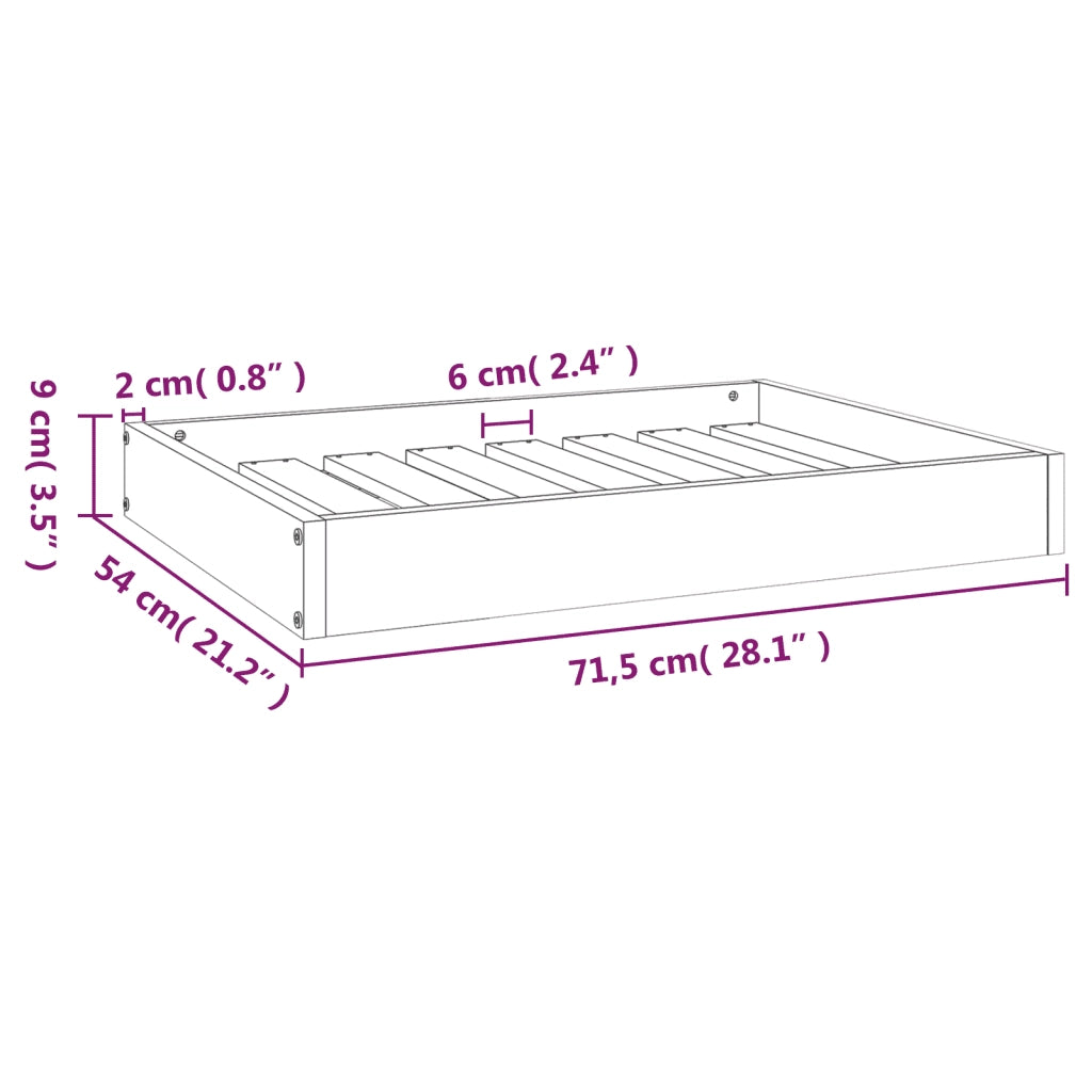 Cuccia per Cani 71,5x54x9 cm in Legno Massello di Pino 820856