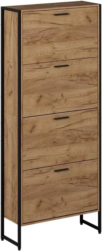 Scarpiera da ingresso Folda, Rovere Goldkraft/nero, 63 x 83 cm con 2 scomparti ribaltabili